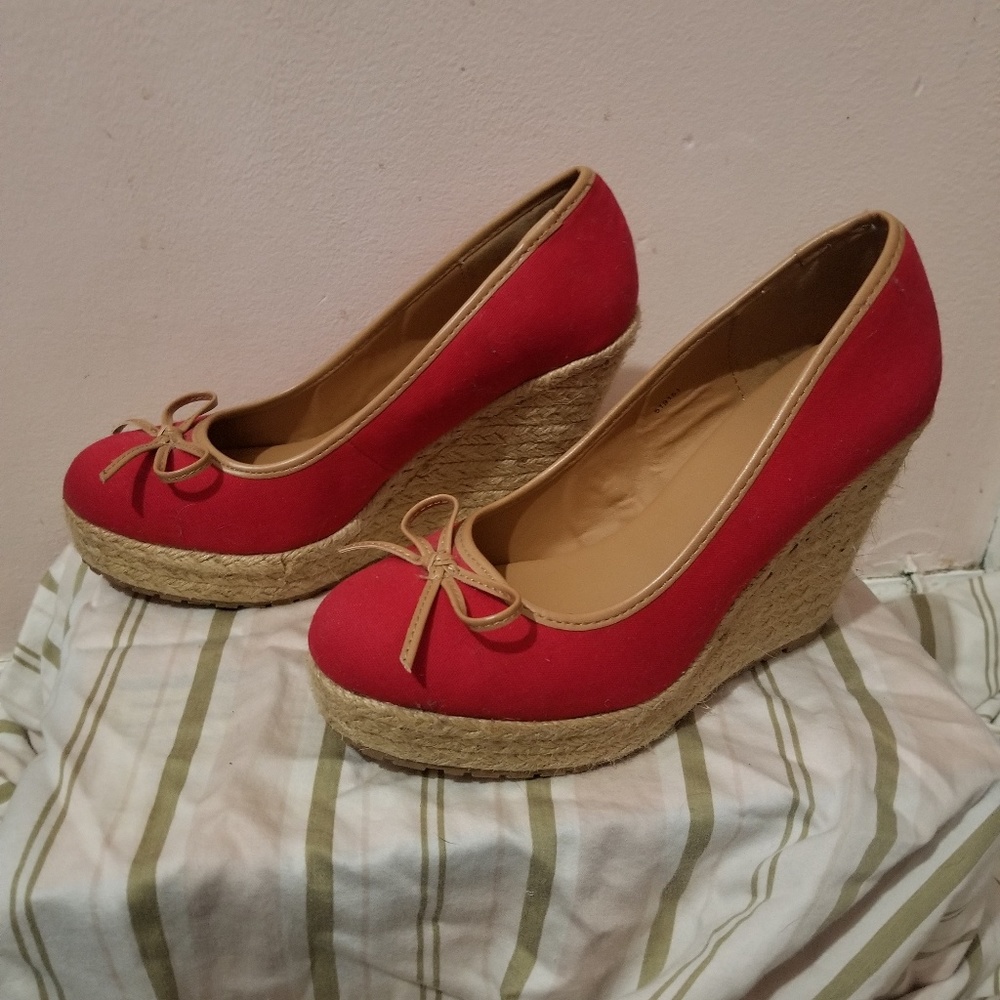 2/$15 Red rope wedges